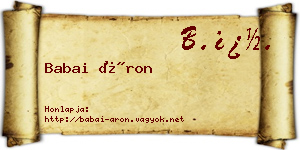 Babai Áron névjegykártya